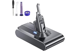 P.TOULTEK 8.0Ah Replacement Battery for Dyson V8, New Upgraded V8 Battery Compatible with Dyson V8 Absolute/V8 Animal/V8 Motorhead/V8 Fluffy/SV10/V8 Slim/V8 All Cordless Vacuum Series (2×Filters Included)