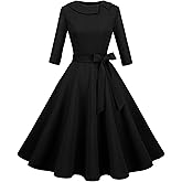 Wedtrend Women's 1950s Dresses 3/4 Sleeve Vintage Dress 40s Style Cocktail Dresses for Woman