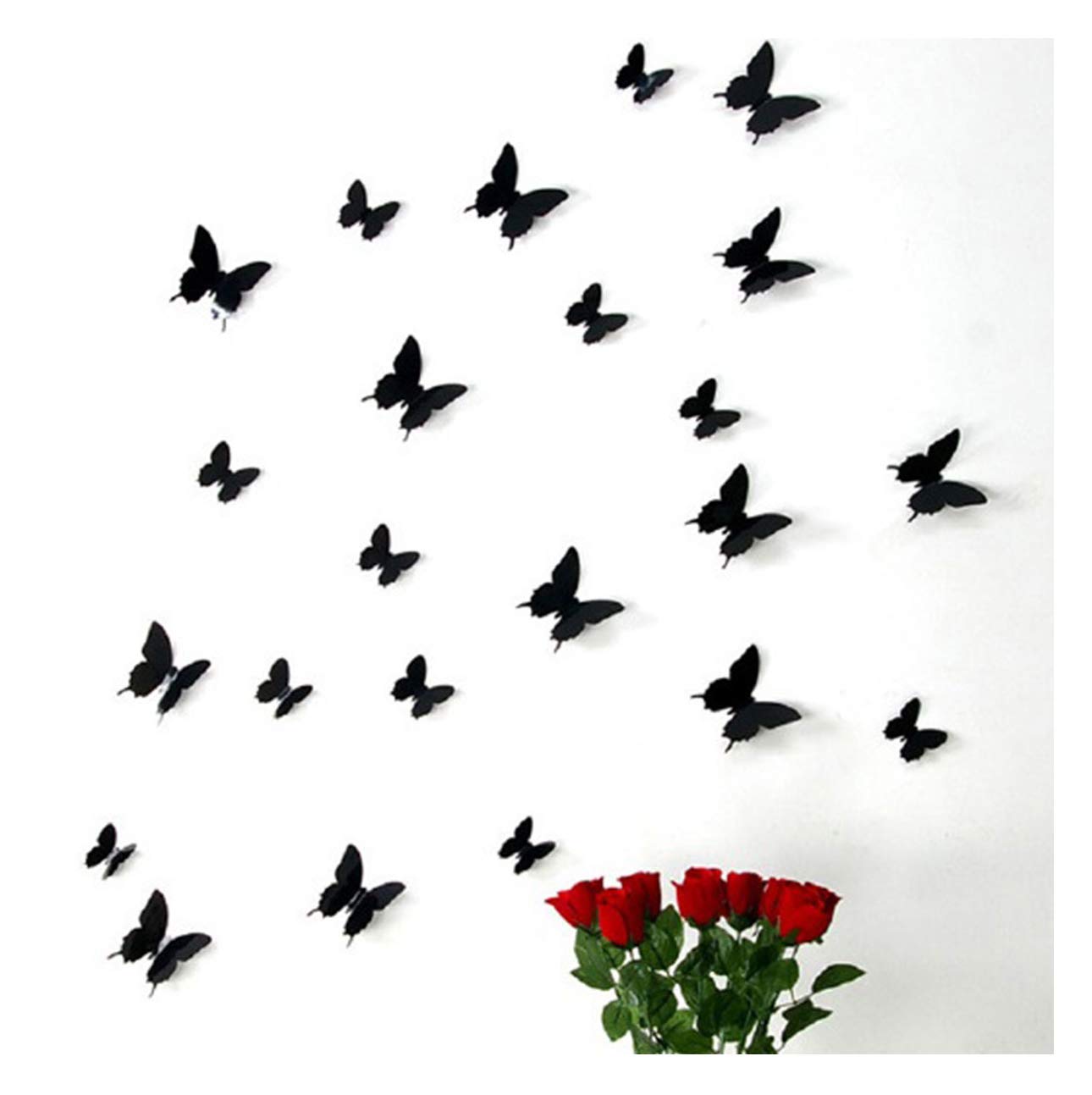 Ambiance-Live Set of 12 black 3D butterfly stickers.