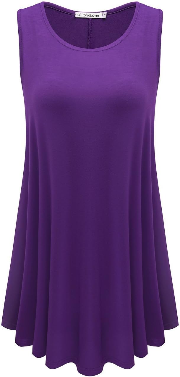 JollieLovin Womens Sleeveless Comfy Plus Size Tunic Tank Top with Flare Hem