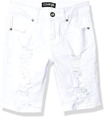 white ripped bermuda shorts