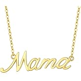 SISGEM Solid 14K Gold Mama Necklace for Women, Real Gold Mom Pendant Necklace Mother's day Neckalce Gifts Birthday Anniversary Jewelry Gift for Mom, Wife, 16"+ 2"