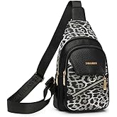 Sling Bag for Women, Leopard Print Crossbody Bag for Women Travel - Water-Repellent PU Leather-Inspired Fanny Pack with Multi-Pockets, Adjustable Strap, Ideal for Commute/Daily/Sports, /Holiday