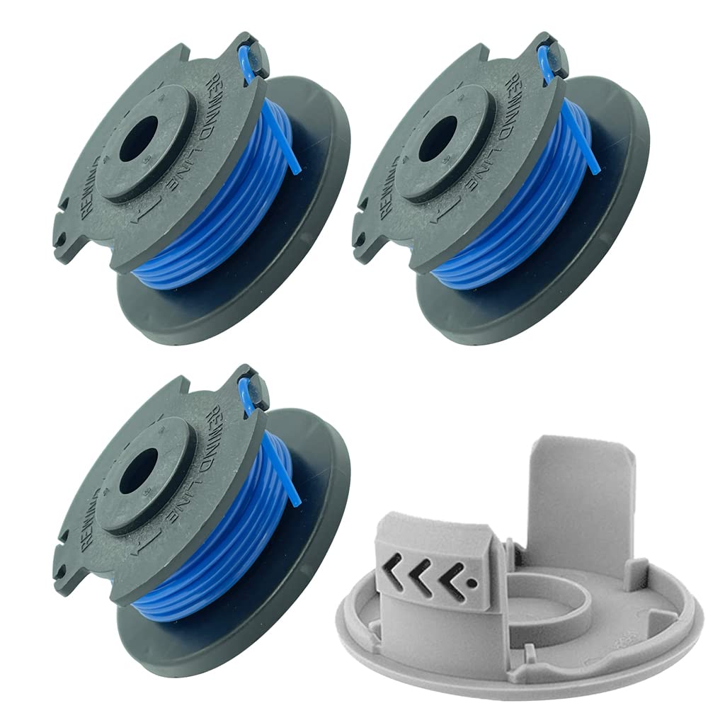 Mumaxun Replacement Spool Line RAC124 1.6mm Strimmer Wire Compatible with Ryobi ONE+ 18v 24v 40v RLT1825 RLT1825Li RLT1825LL13 RLT1825M13 RLT1830H13 OLT1831S Trimmer (3spool + 1cap)