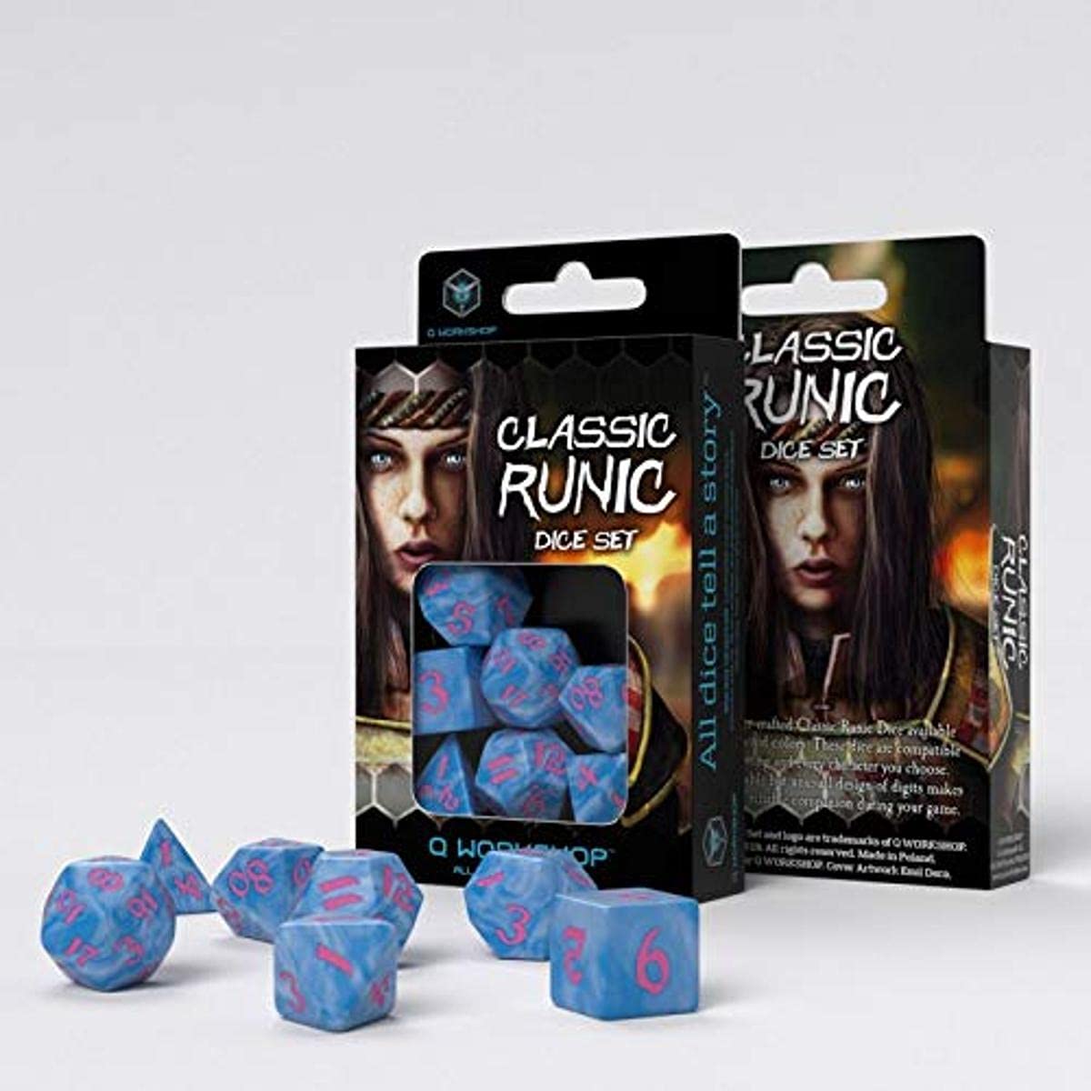 Q-Workshop CLR2G - Classic Runic Glacier/Pink Dice Set (7)