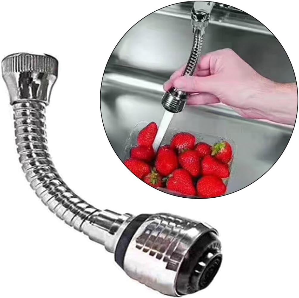 quanjucheer Flexible 360 Degrees Stainless Steel Faucet Sprayer Extension size 15cm (Silver)