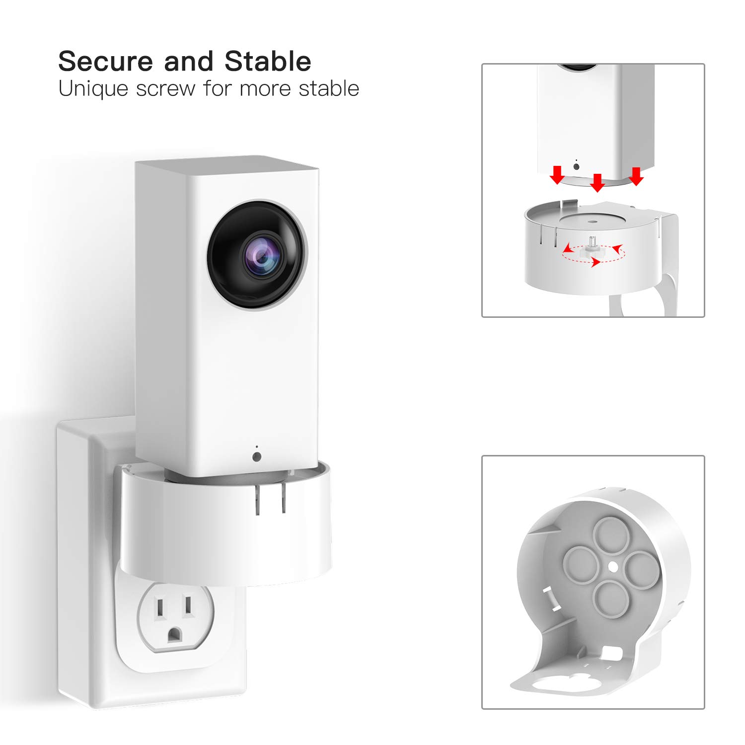 Compatible with Wyze Cam Pan Wall Mount, 360 Degree Swivel AC Outlet