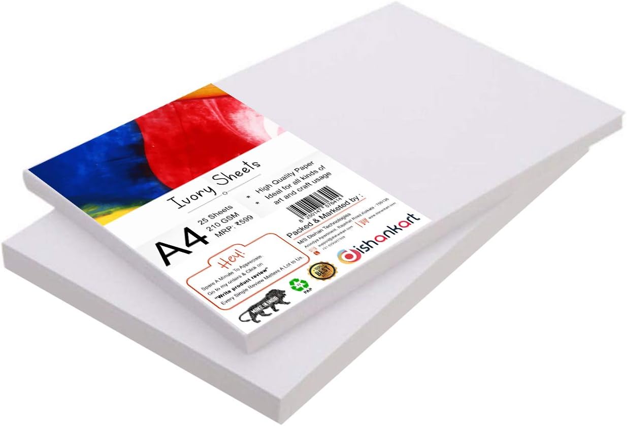 DishanKart A4 Ivory Sheets - 210 GSM 