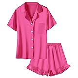 Umeyda Girls Satin Silky Collar V Neck Ruffle Short