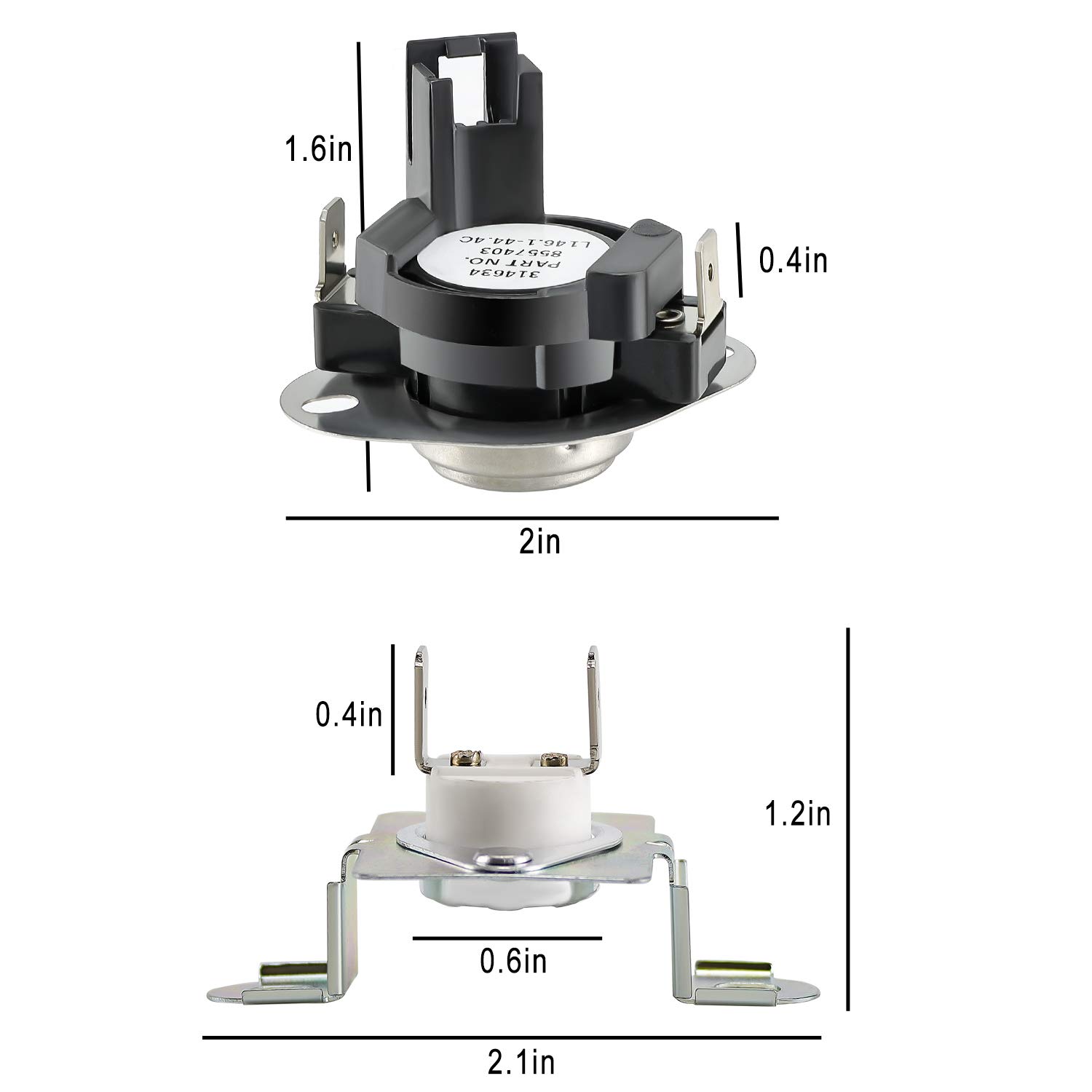 280148 Thermal Cut Off Kit Includes 8557403 Thermostat & 8318314 Thermal Fuse-Replaces 280148VP 1175772 AP3874047 PS991443 EAP991443 by AMI PARTS