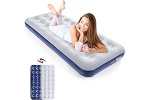 QDH Camping Air Mattress Inflatable Air Bed Flocked Surface Travel Bed Sleeping Pad Air Bed for Outdoor Camping Tent Guest Travelling
