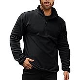 Runcati Mens Fuzzy Fleece Sweatshirt Quarter Zip Pullover Long Sleeve Winter Fall Outdoor Warm Outerwear