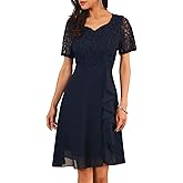 WOMLAYOUT Women's Cocktail Knee Length Dresses Formal Wedding Guest Church Lace Chffion Prom Dress 2025