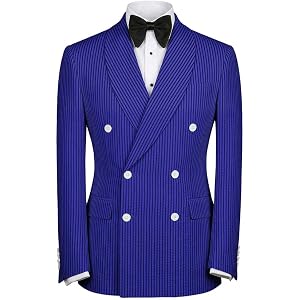 Seersucker Blazer for Men Slim Fit Double Breasted Mens Suit Jacket Grooms Striped Summer Wedding Sport Coats