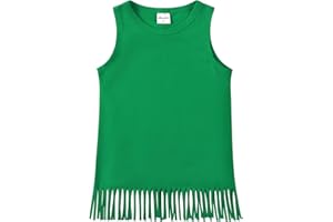 Noomelfish Girls Fringe Tank Tops Cotton Summer Sleeveless Shirts (5-12 Years)