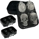 Stritra - 3D Skull Ice Mold (Pack of 2) Easy Release Silicone Mold,8 Cute and Funny Ice Skull for Whiskey,Cocktails and Juice Beverages,Black