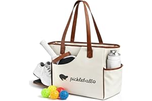 Orelaventino Pickle Ball Bag, Pickleball Tote Bag for Women Men with Paddle Cover Pocket Holds 2-4 Rackets, Pickleball Bags w