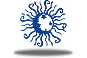 Riverside Designs Wacky Solar Moon Metal Wall Art Steel Outdoor Decor | Heavy-Duty and Waterproof | Made in USA (Blue, 18L x 18W)