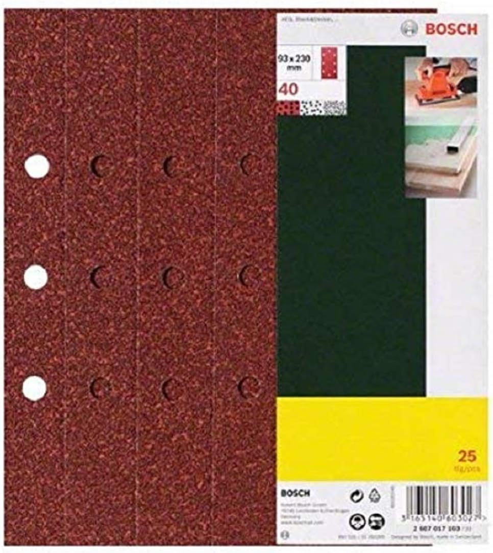 Bosch Accessories 2607017106 Sanding Sheet-Set for Tightened Orbital Sanders 0 V, Red, 93 x 230 mm