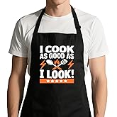 Xtilkmght Funny Grilling Aprons for Men with 2 Pockets - Adjustable BBQ Cooking Apron, Dad Gifts for Birthday Father's Day