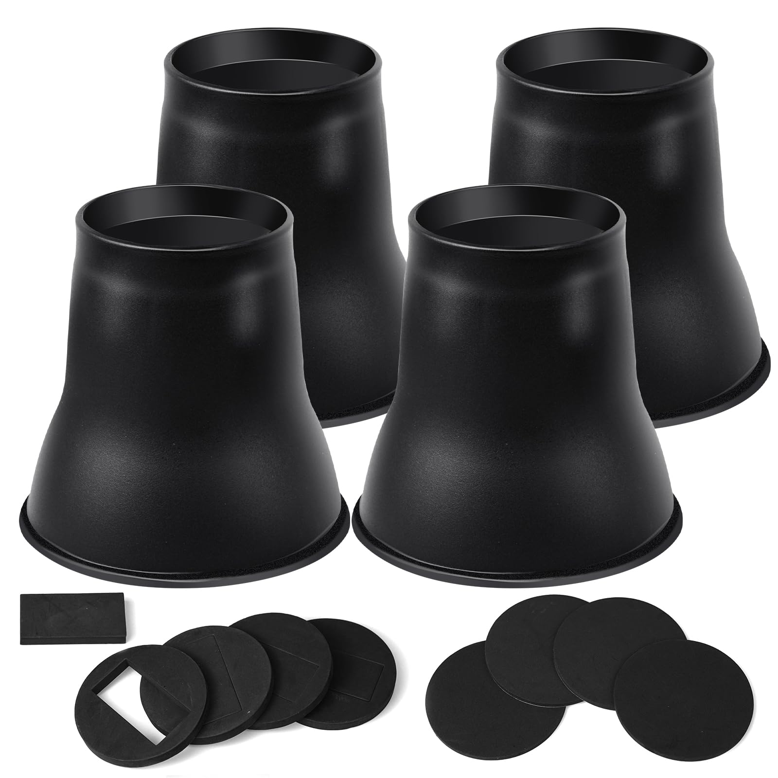 Photo 1 of shouwuhho Bed Risers 6 inch, Heavy Duty Round Furniture Risers Lifts 6" for Table, Desk Leg, Sofa, Couch, Bed Frame Risers Supports Up to 6,000 Lbs, Black, 4 Pack