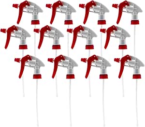 Cornucopia 28-400 Replacement Trigger Sprayer Nozzles (12-Pack); Heavy Duty Chemical Resistant Replacement Part 16oz / 32oz Spray Bottles w/ 10-Inch Dip Tube