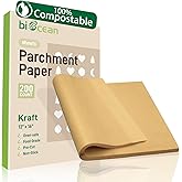 BIOCEAN 200Pcs 12x16In Unbleached Parchment Paper Sheets Precut Heavy Duty Flat Kitchen Baking Supplies Paper Non-Stick,Non-T
