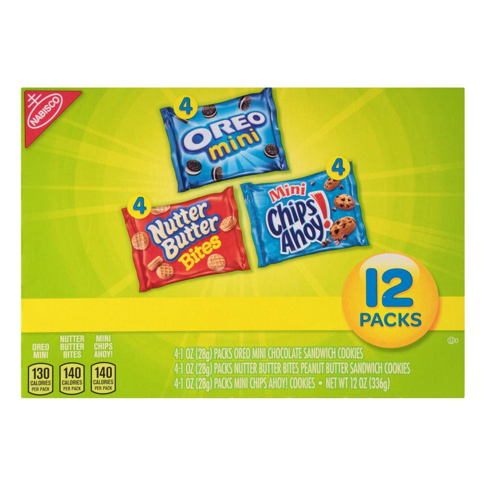 Nabisco Mini Cookies Variety Pack With Oreo Mini, Mini Chips Ahoy! & Nutter Butter Bites, 12