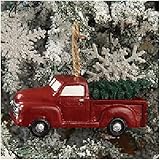 Vintage Red Truck with Christmas Tree Ornament l Perfect for A Country Christmas