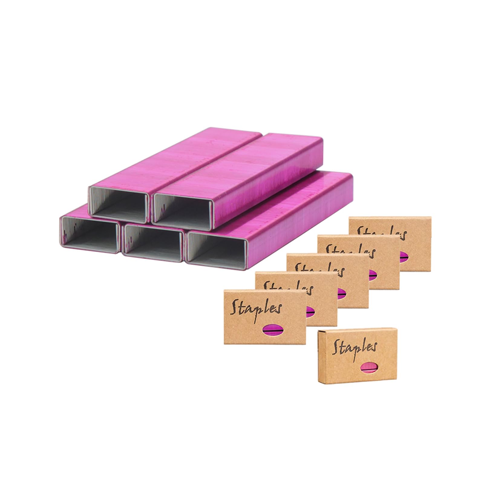 NatSumeBasics 6000 Rose Red Staples Standard Colored Staple Refills Office Desktop Stapler Stapling Refill 26/6 Size 1000/Pack 6000 Staples Totally (6000 Rose Red)