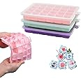 TAO CICADA Ice Cube Tray, 3 Pack Silicone Ice Cube Molds, Easier to Release, BPA Free for Alcohol/Coffee/Beverages (Pink, Light blue, Purple)