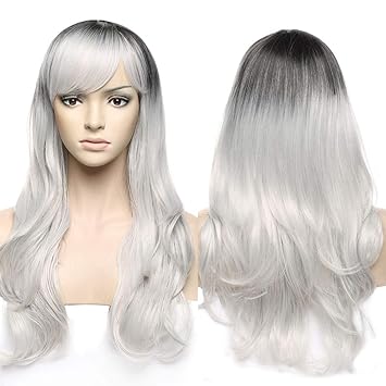Lady Outlet 23 Inches Black To Silver Grey 23 Inches Synthetic