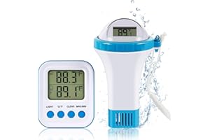 BLUE BAY BlueBay Wireless Pool Thermometer,Floating Easy Read, Digital Pool Thermometer Set with Indoor/Water Temperature Monitor, IPX7 Waterproof, for Swimming Pools, Hot Tubs, Spa, Small Ponds, Aquariums