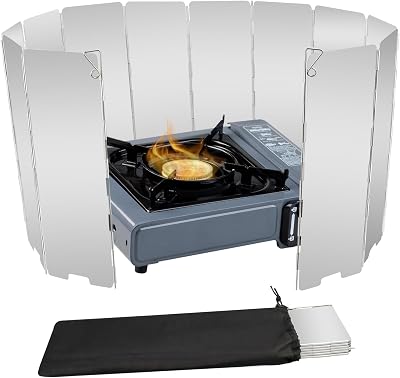LFSEMINI Camp Stove Windshield 12 Plates Aluminum Matte 39.4 x 9.5 in