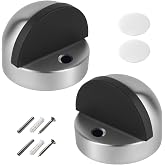 Floor Door Stopper, Stainless Steel Adhesive Door Stopper for Bottom of Door, No Drill Floor Mounted Door Stops with Rubber Bumper, Wall Protector for Bedroom, Bathroom &amp; Office, 2 Pack, Silver