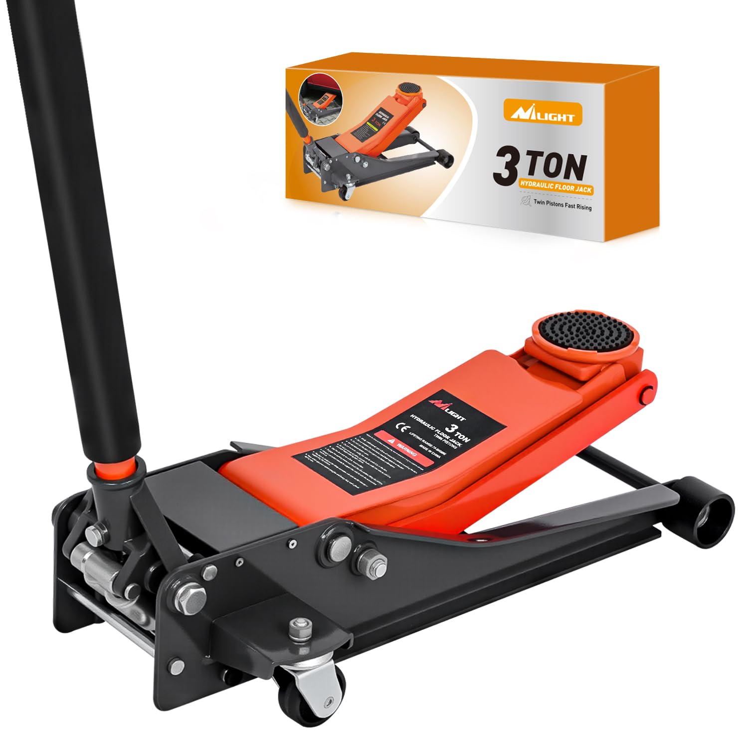 Photo 1 of **MAJOR DAMAGE** Nilight 3 Ton Floor Jack, Low Profile Car Hydraulic Jack with Dual Pistons Quick Lift, 2.95"-19.88" Lifting Range