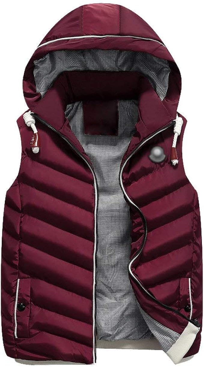 Men's Quilted Vest Hooded Quilted Vest Sleeveless Vest Quilted Chic