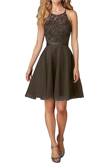 La_Marie Braut Damen Spitze Abendkleider Jugendweihe Kleider Promkleider Knielang Cocktailkleider brautjungefern Kleider