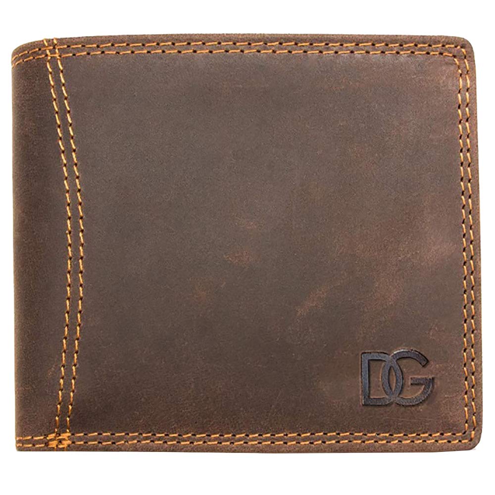 DG Classic Men's Designer Wallet RFID Blocking Bifold Card Holder Purse ID Window Coin Zipper Pocket Men Genuine Leather Wallets