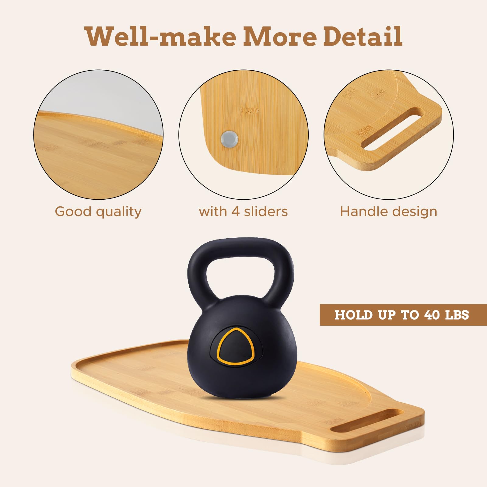 Kitchenaid Bamboo Sliding Mat for 4.5-5 Qt Tilt-Head Stand Mixer, Slider Mat Pad with Handle