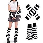 Fubotun 1 Pair Star Leg Warmers Y2K 1 Pair Stripe Arm Warmers Y2k Knit Legwarmers Long Fingerless gloves for Women