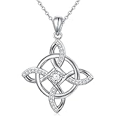 Yearace Witches Knot Necklace 925 Sterling Silver Good Luck Irish Celtic Knot Pendant Necklace for Women Witchy Jewelry Gift