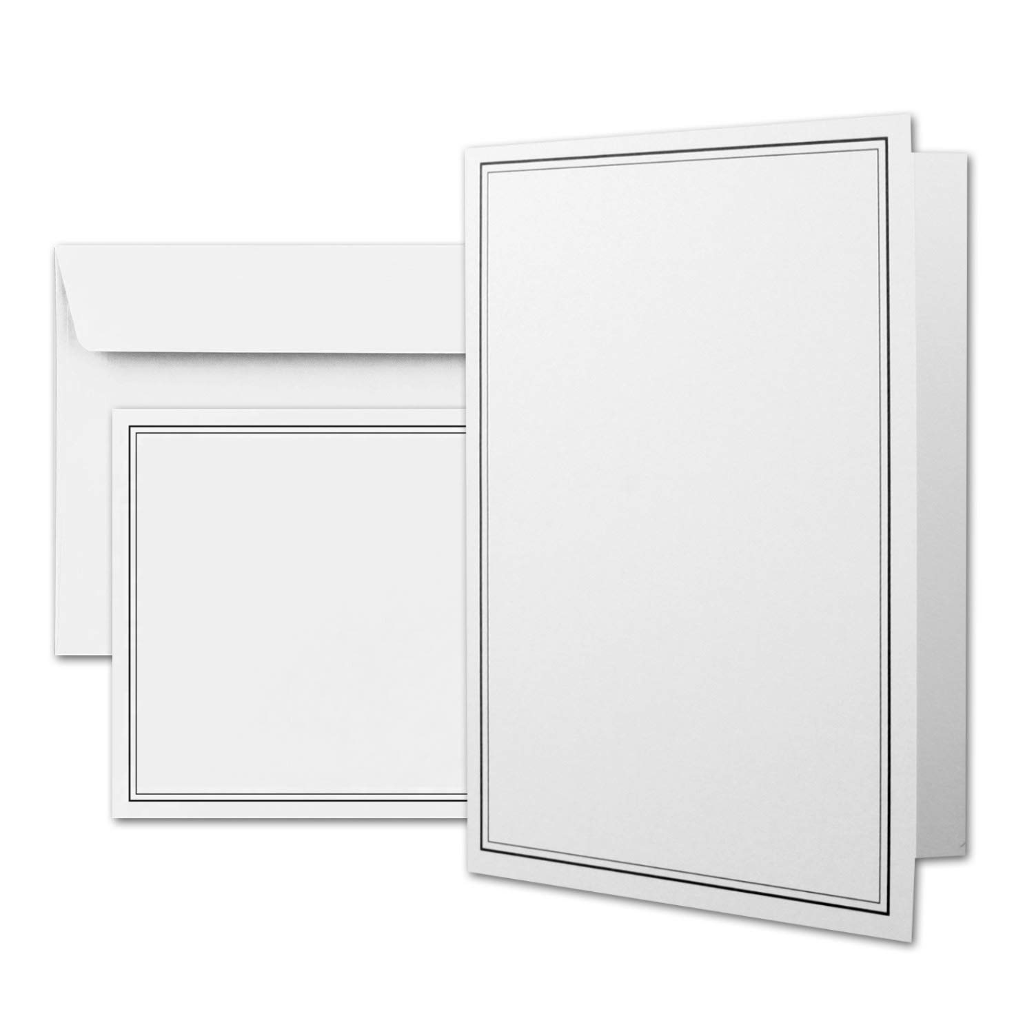 Mourning papers by GUSTAV NEUSER 50 x mourning card DIN A6 + mourning envelopes DIN C6 black mourning double frame 10.5 x 14.8 cm double card printable condolence set for thank you, invitation, notic