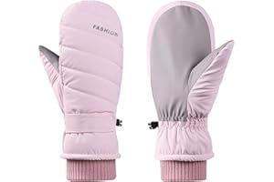 Feelorna Women's Ski Mittens, Waterproof Touchscreen Winter Ski Gloves Windproof Thermal Anti-Slip Snow Gloves for Outdoors