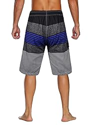 unitop Men's Quick Dry Striped Print Swim Trunk