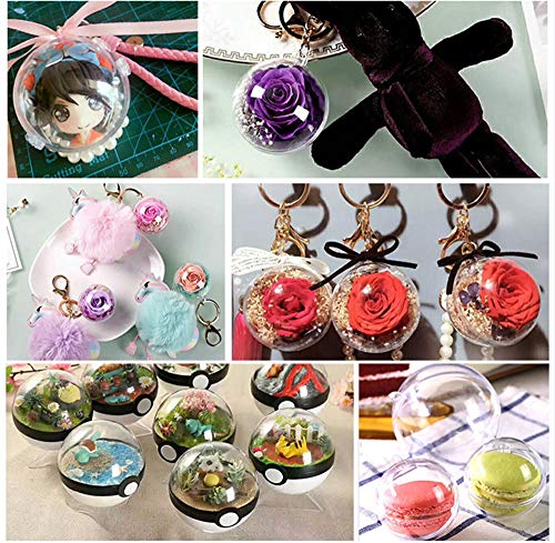 25 Set 50 Pieces Christmas Clear Plastic Fillable Ornaments, DIY Bath Bomb Mold,Acrylic Clear Plastic Ornaments Balls Fillable Wedding Party Decor with 5 Size 30mm 40mm 50mm 60mm 70mm