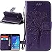 Harryshell J1 2016 Case, Galaxy Amp 2 Case, Galaxy Express 3 Case, (TM) Cave Tree Cat Wallet Flip Leather Case Cover with Card Slot & Wrist Strap for Samsung Galaxy J1 2016 / Amp 2 / Express 3 Purple