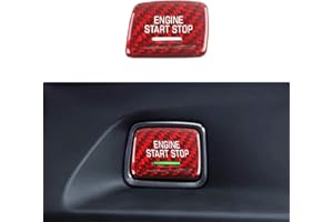 MICROCK Engine Engine Start/Stop Push Start Button Cover for 2014-2019 Chevy C7 Corvette, for 2016-2024 Chevrolet Camaro, Real Carbon Fiber (Red)