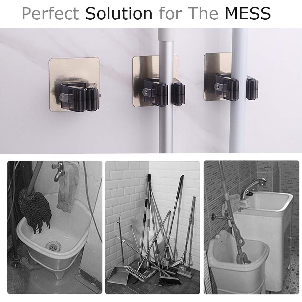 zum Aufhängen Selbstklebender Besen-Organizer für Küche Waschraum