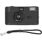 35mm Retro Camera, ABS Optical Glass 1.2MInfinity 35mm Film Camera 28MM F/8 Lens Built in Flash Lightweight for Photography (Black)